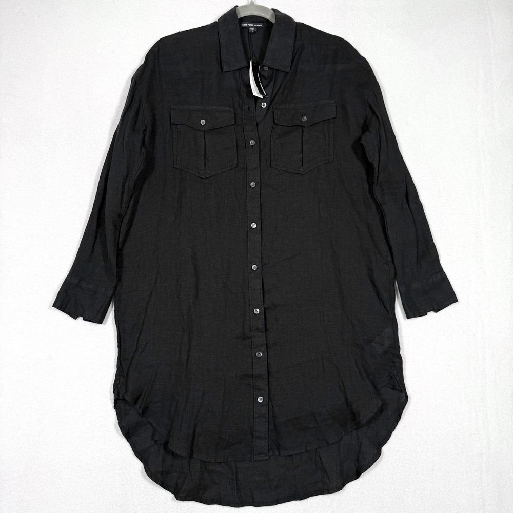James Perse Dress Womens 0 Linen Shirt Dress Slip Button Front Minimalist NWT